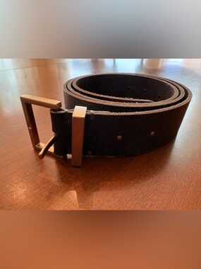 AllSaints Espresso Distressed Leather Belt XL 1.5” Wide Statement Buckle